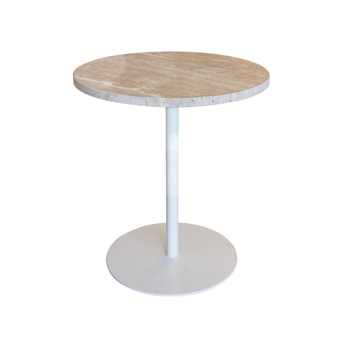 Meuble d'appoint Bari en métal blanc avec plateau en travertine beige 45 cm