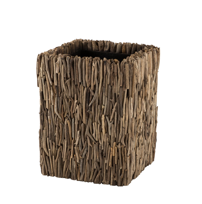 Cache pot en bois flotté flots perdus 48x48x60 cm