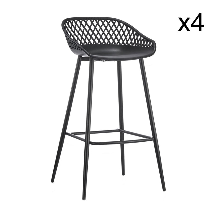 Lot de 4 chaises de bar Bradley extérieur noires