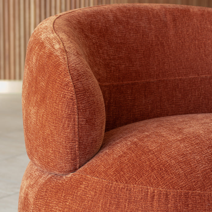 Fauteuil pivotant Glove en velours texturé terracotta