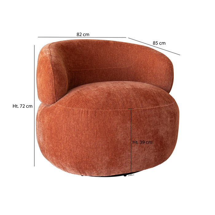 Fauteuil pivotant Glove en velours texturé terracotta