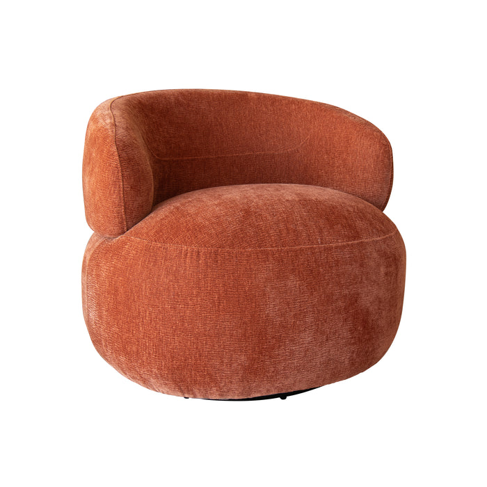 Fauteuil pivotant Glove en velours texturé terracotta