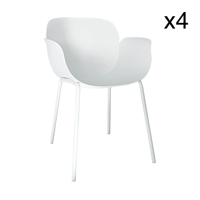 Lot de 4 fauteuils de table Calista blanc