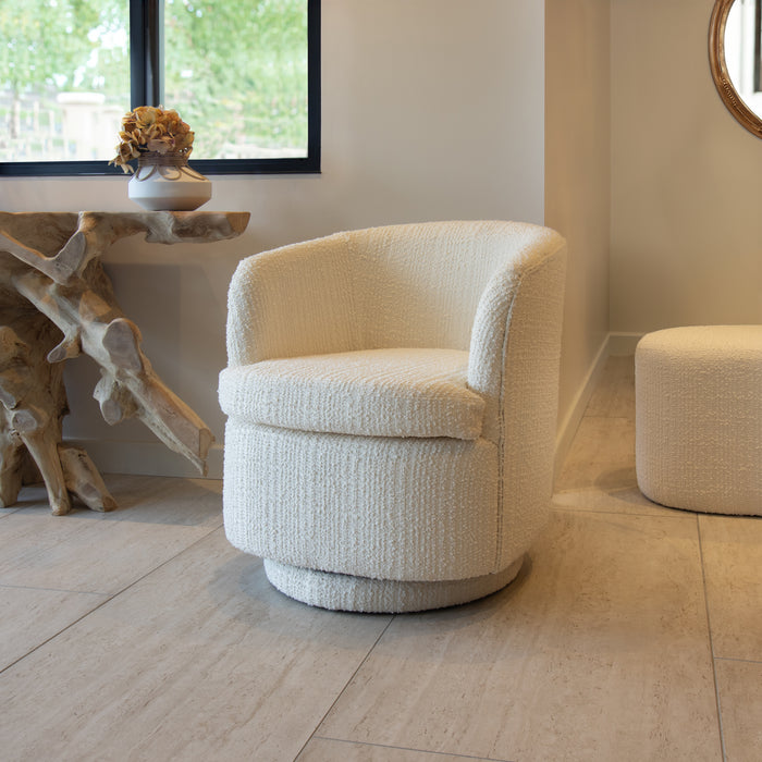 Fauteuil pivotant Malo en bouclette blanche