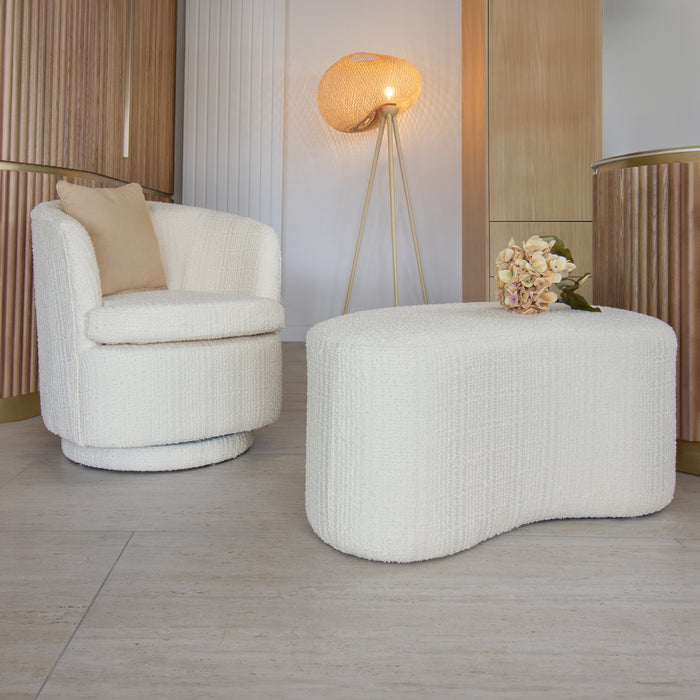 Fauteuil pivotant Malo en bouclette blanche