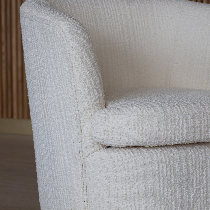 Fauteuil pivotant Malo en bouclette blanche