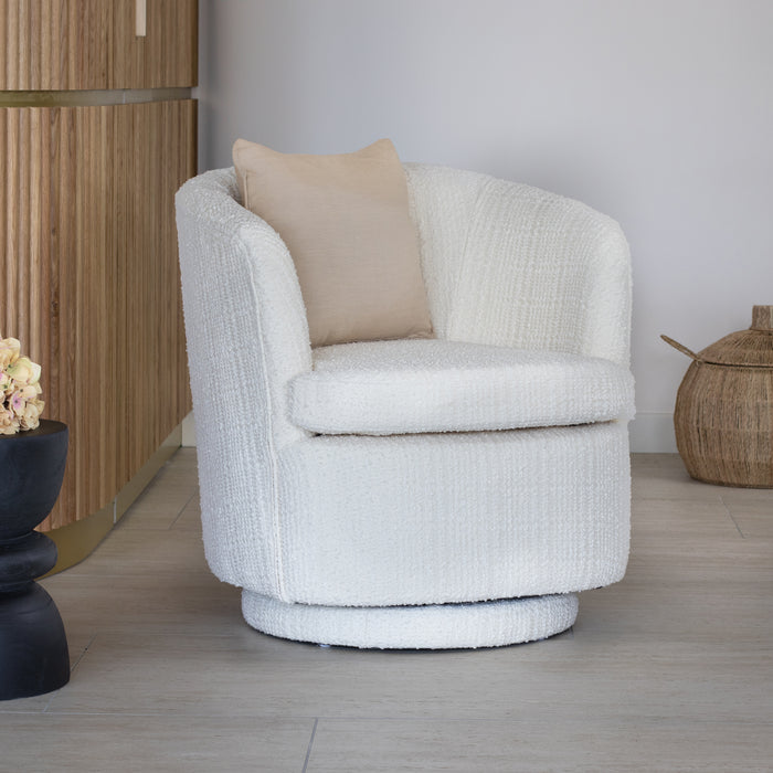 Fauteuil pivotant Malo en bouclette blanche