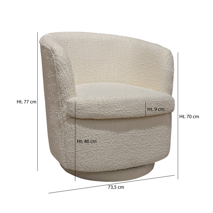 Fauteuil pivotant Malo en bouclette blanche