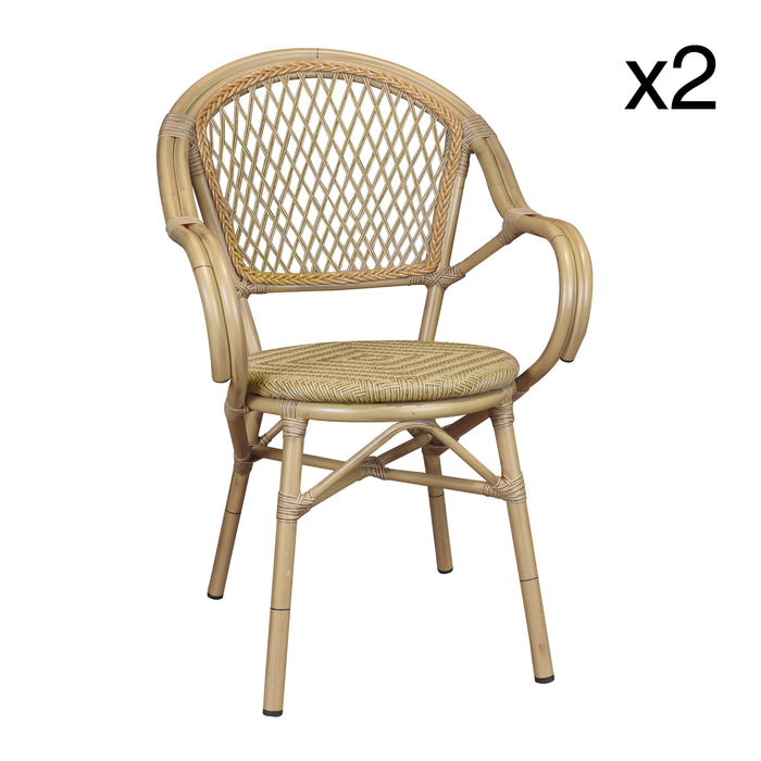 Lot de 2 fauteuils de table Capri en rotin