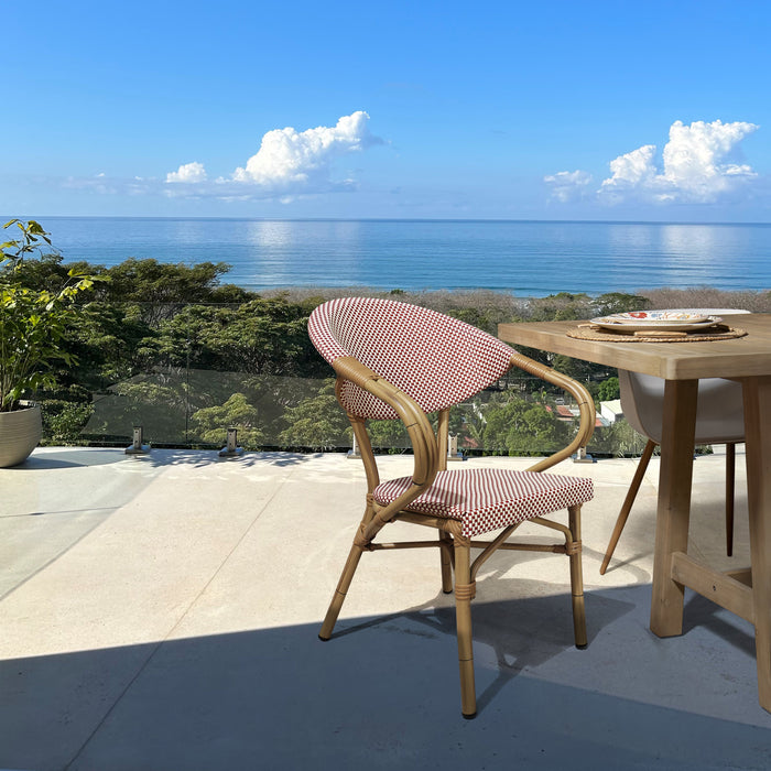 Lot de 2 fauteuils de table extérieurs en textilène rouge Amalfi