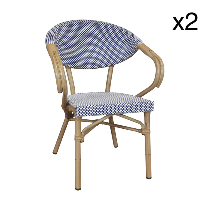 Lot de 2 fauteuils de table en textilène bleu Amalfi