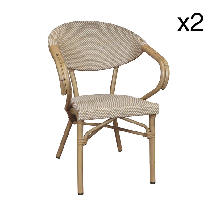 Lot de 2 fauteuils de table en textilène beige Amalfi