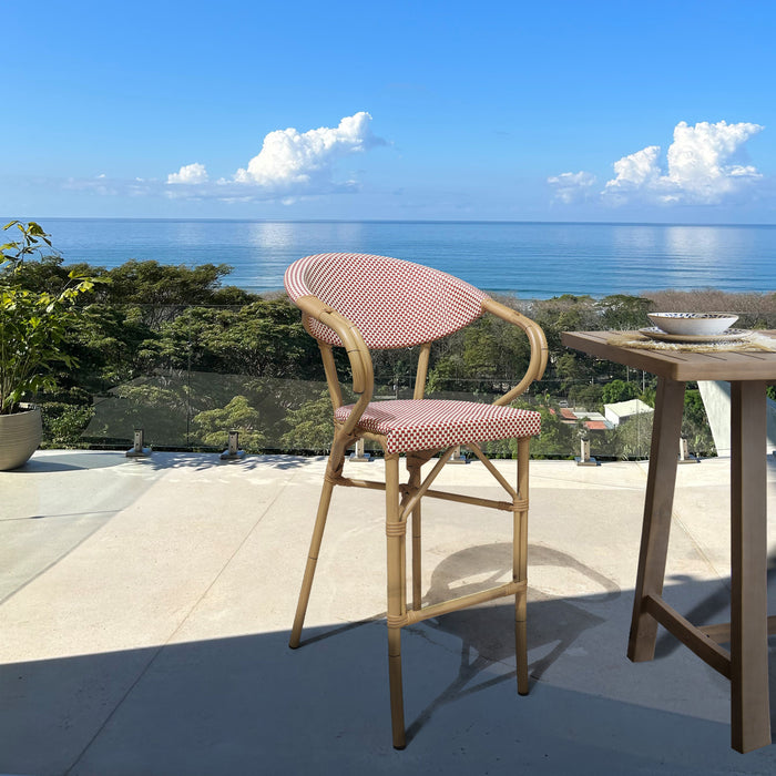 Lot de 2 fauteuils de bar extérieurs en textilène rouge Amalfi