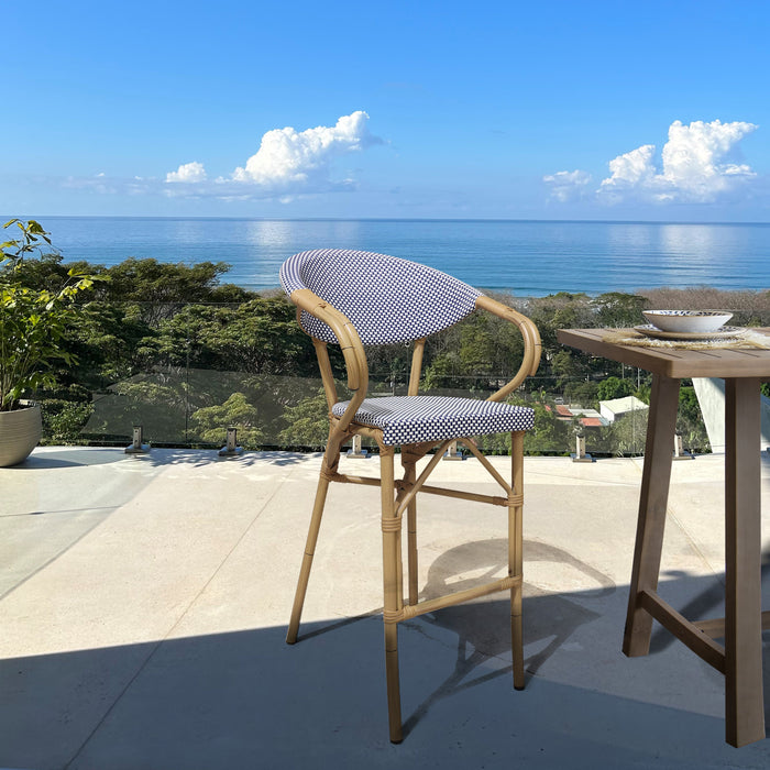 Lot de 2 fauteuils de bar exterieurs en textilène bleu Amalfi