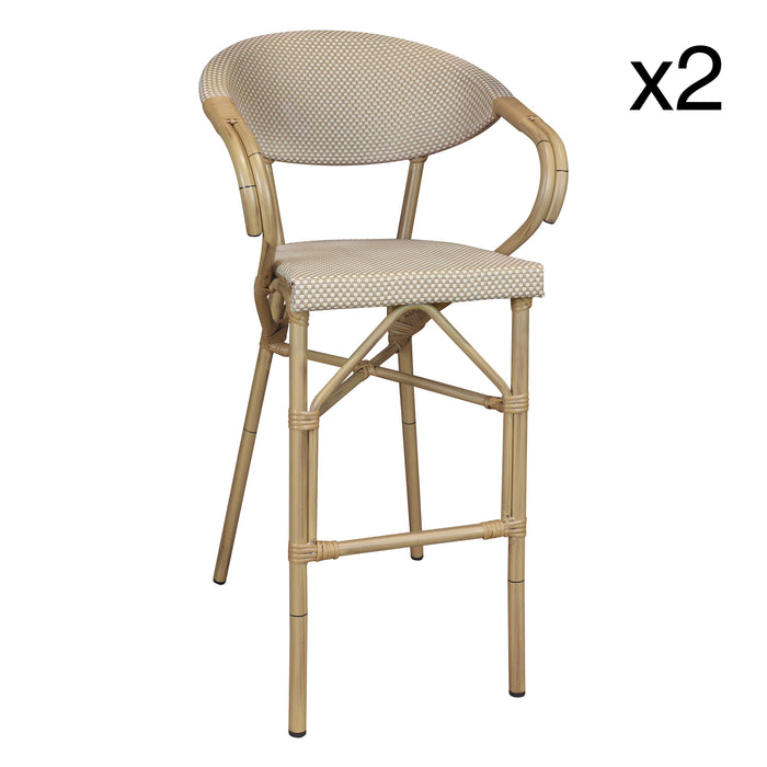 Lot de 2 fauteuils de bar extérieurs en textilène beige Amalfi