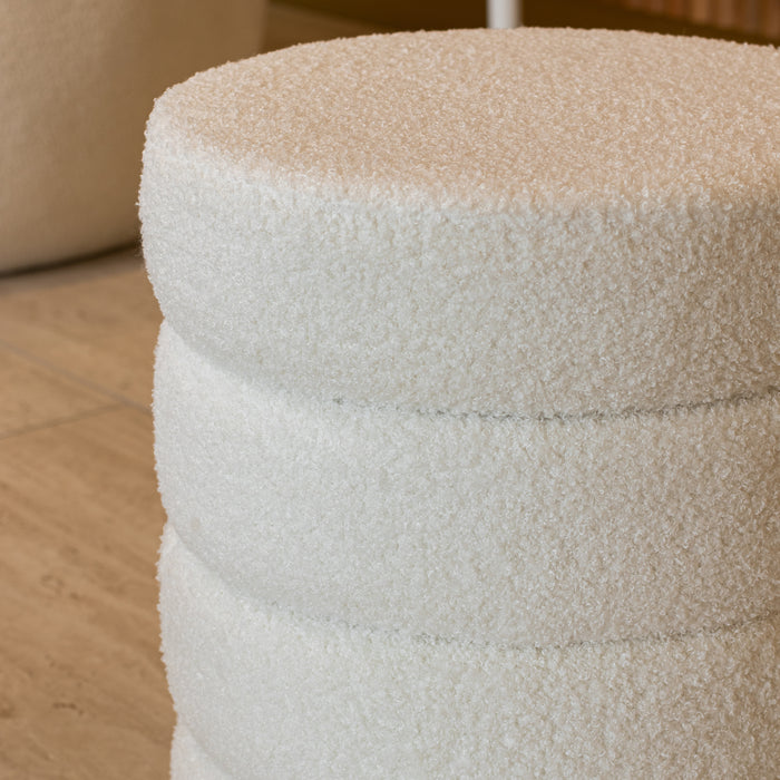 Pouf Malo en tissu teddy blanc