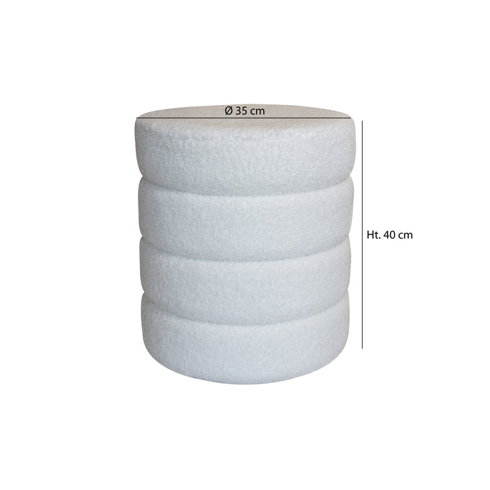 Pouf Malo en tissu teddy blanc