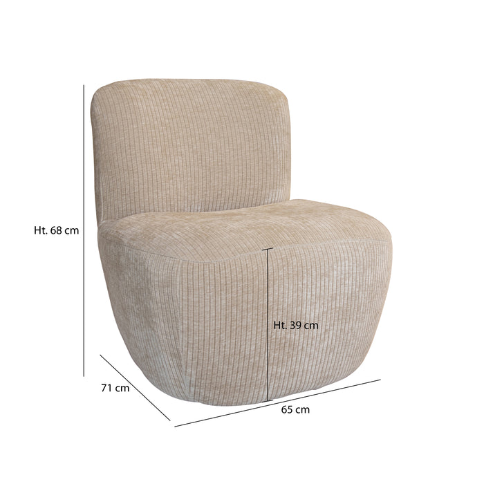 Fauteuil Côme en tissu velours côtelé beige