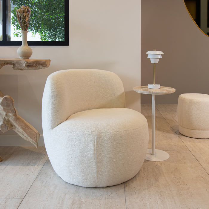 Fauteuil Malo en tissu bouclette beige