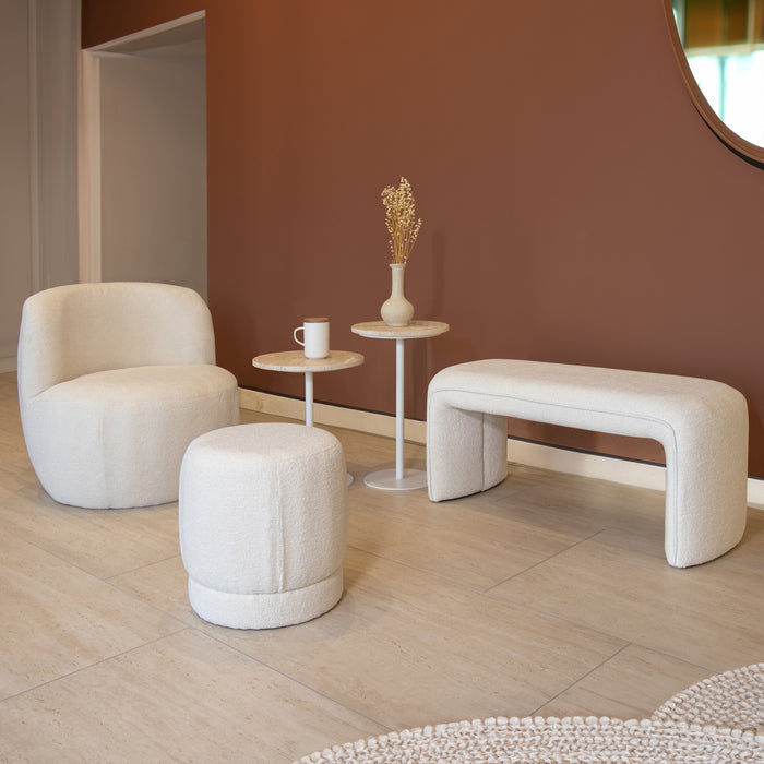 Fauteuil Malo en tissu bouclette beige