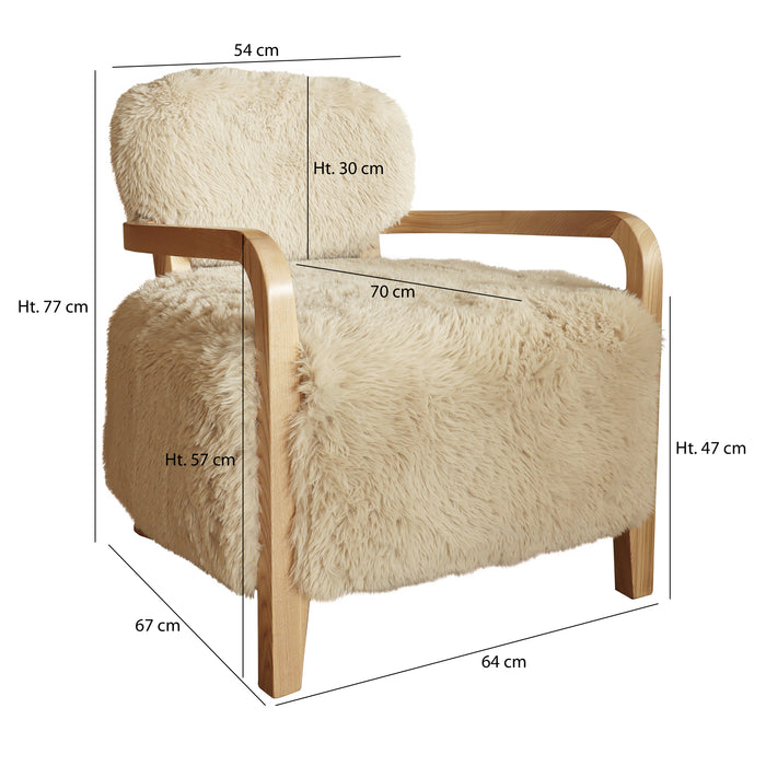 Fauteuil Yack effet fourrure beige