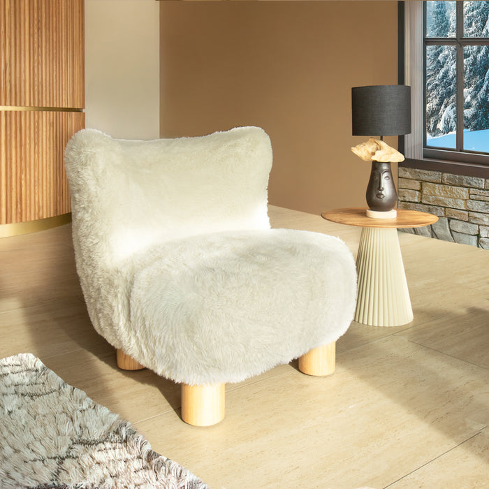 Fauteuil Artic en fourrure synthétique blanc