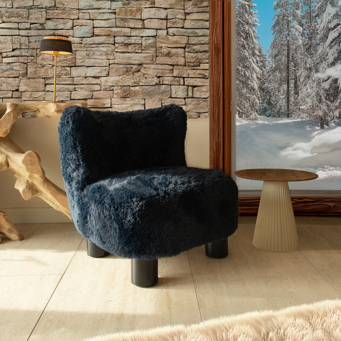 Fauteuil Artic en fourrure synthétique bleu