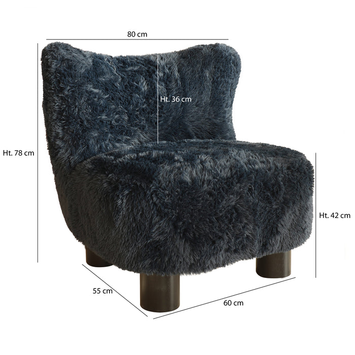 Fauteuil Artic en fourrure synthétique bleu