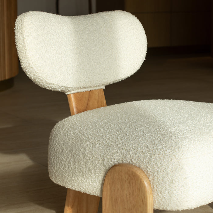 Fauteuil Hella en tissu bouclette blanc