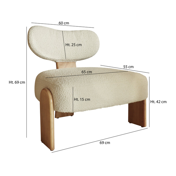 Fauteuil Hella en tissu bouclette blanc