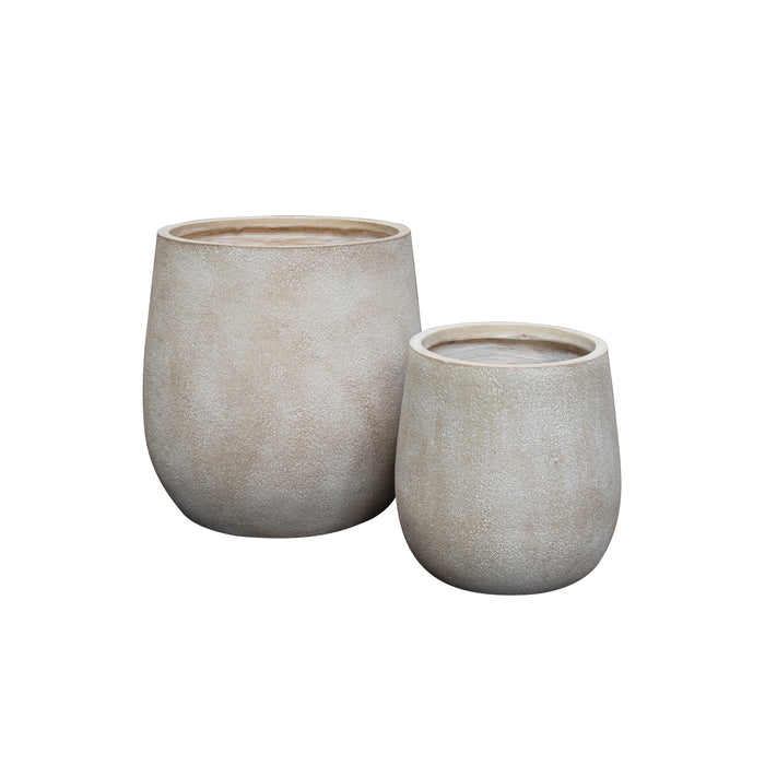 Set de 2 pots ronds Lagos en terre d'argile 32/44 cm