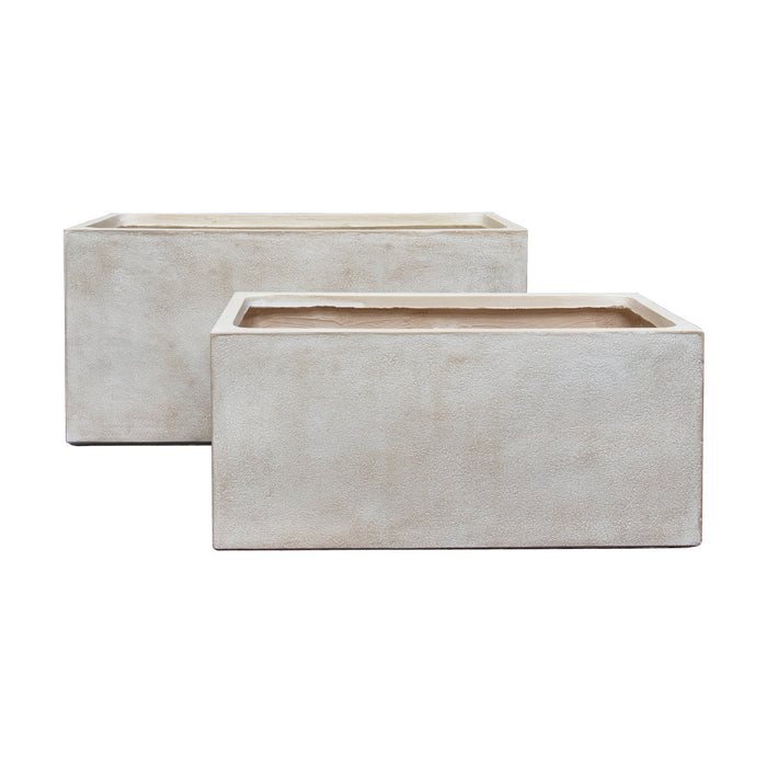 Set de 2 pots rectangulaires Lagos en terre d'argile 32/44 cm