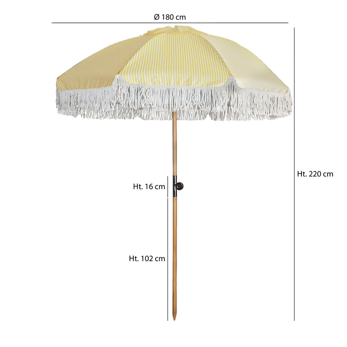 Parasol jaune avec franges Playa 180 cm