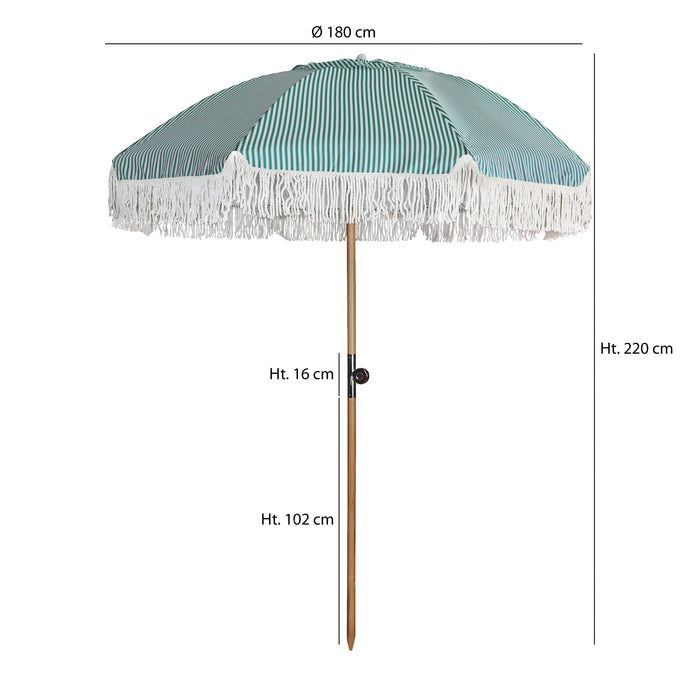 Parasol vert avec franges Playa 180 cm