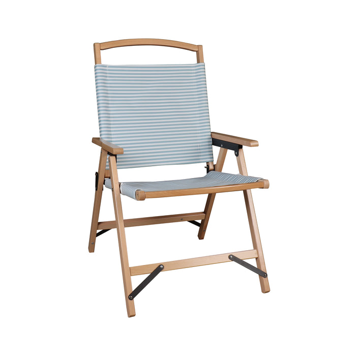 Chaise de plage Playa en bois de hêtre naturel et polyester bleu