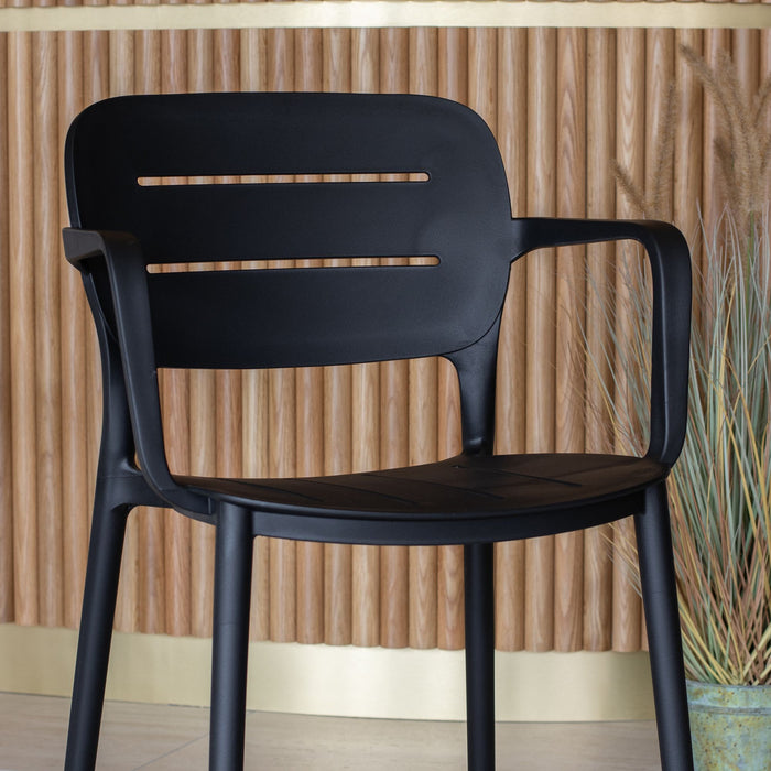 Lot de 4 chaises de table extérieures noir Sunset