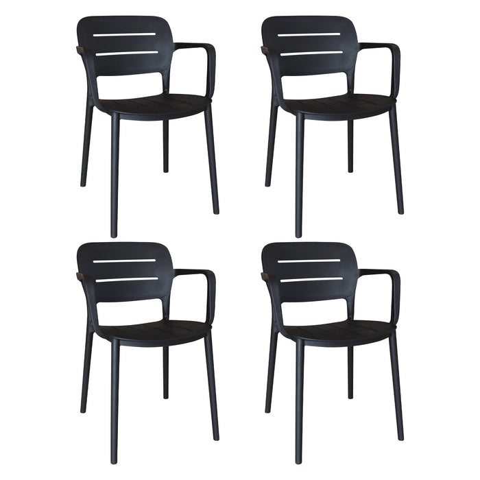 Lot de 4 chaises de table noir Sunset