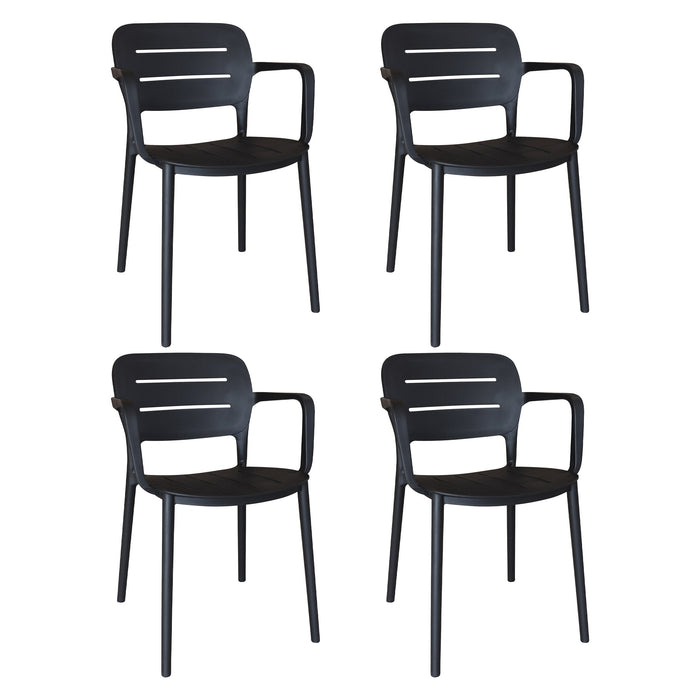 Lot de 4 chaises de table extérieures noir Sunset