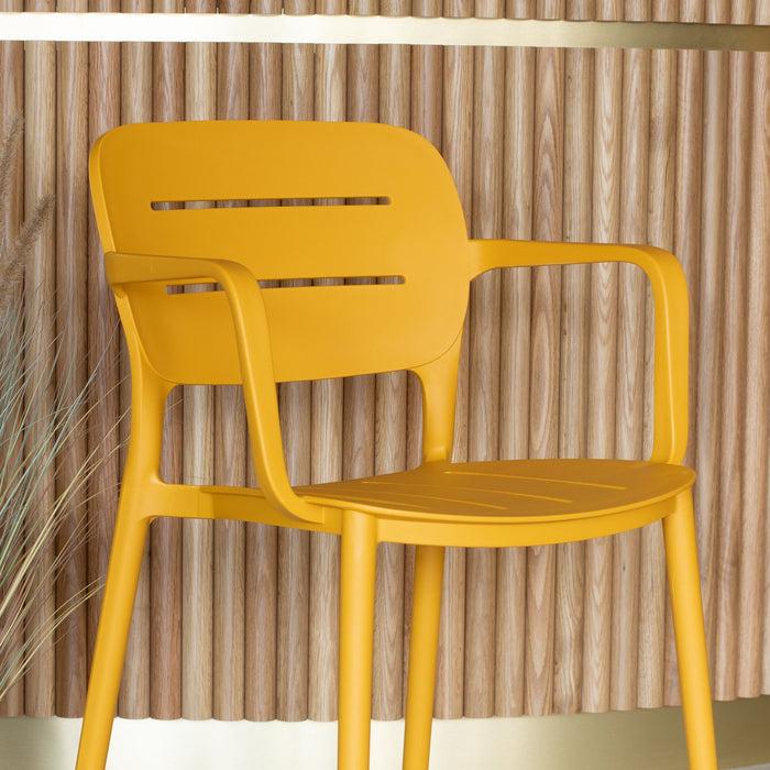 Lot de 4 chaises de table extérieures jaune Sunset