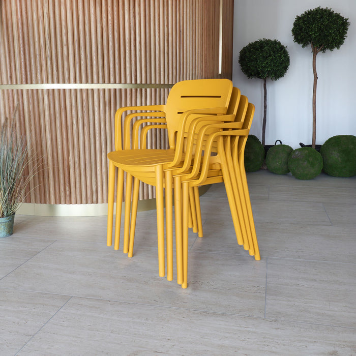 Lot de 4 chaises de table extérieures jaune Sunset