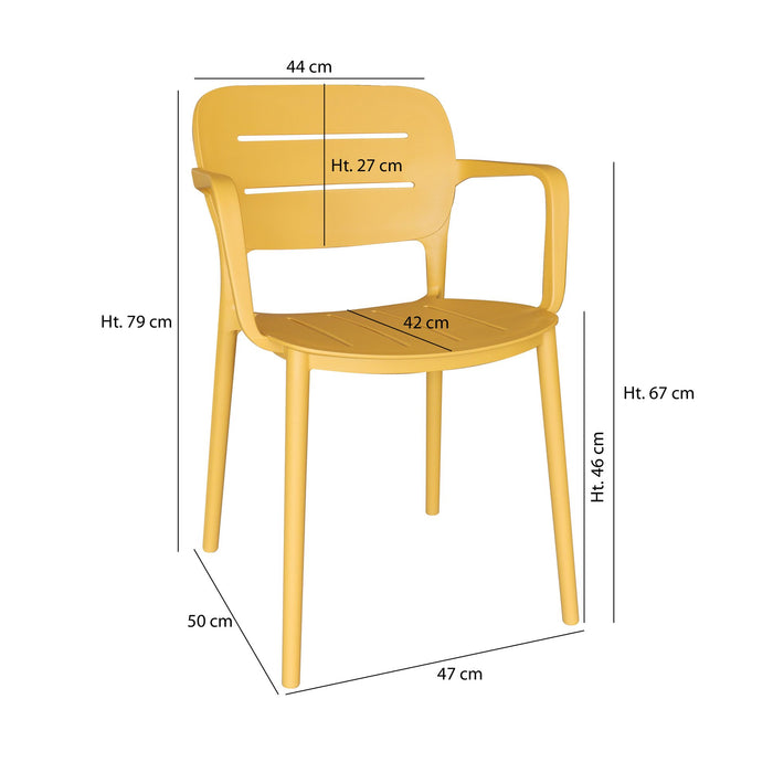 Lot de 4 chaises de table extérieures jaune Sunset