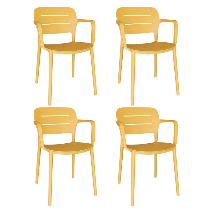 Lot de 4 chaises de table extérieures jaune Sunset