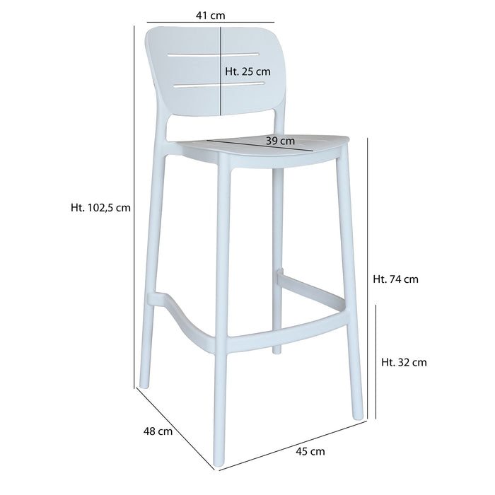 Lot de 4 tabourets de bar extérieur blanc Sunset