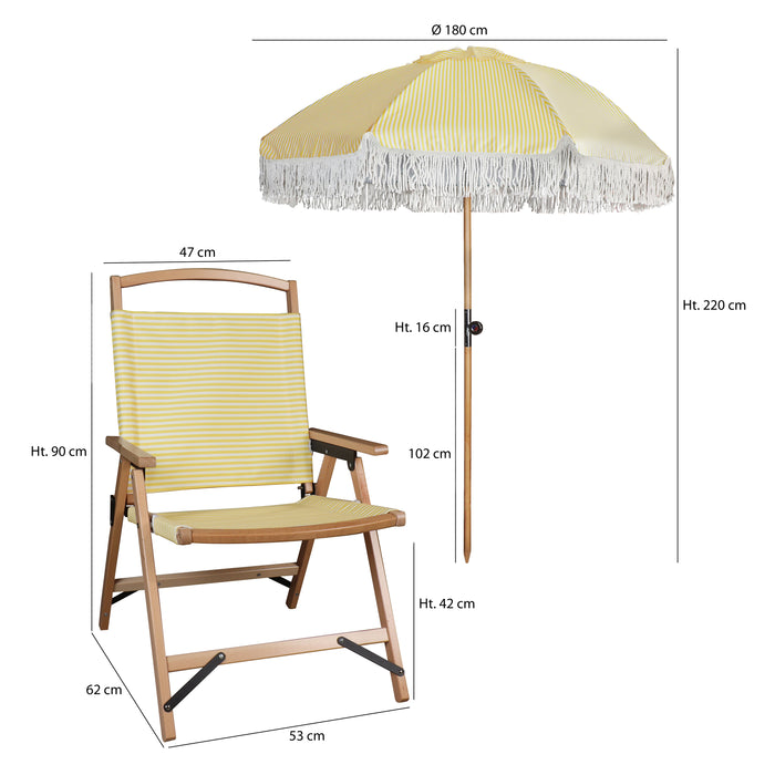 Ensemble chaise et parasol jaune Playa