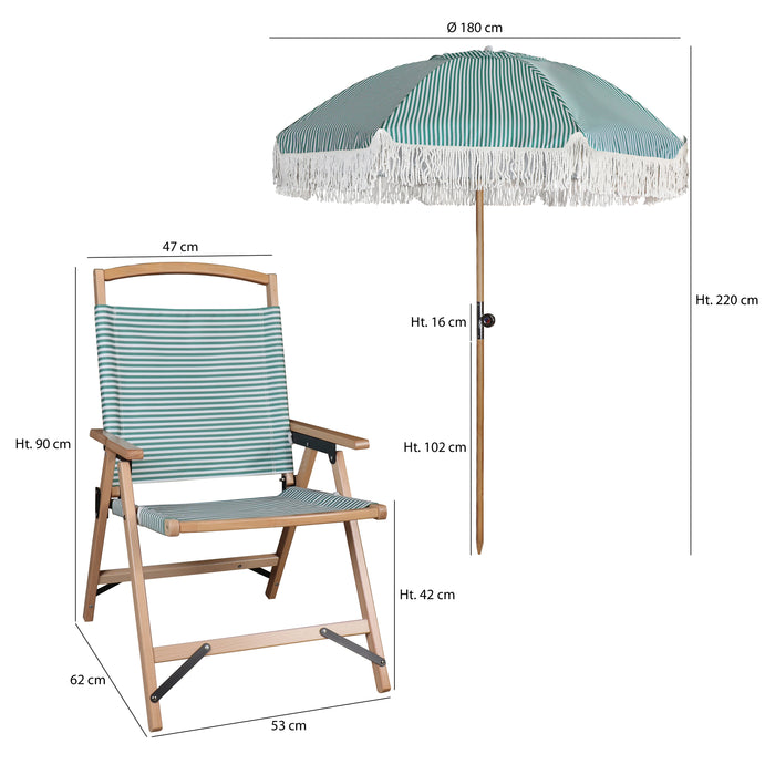 Ensemble chaise et parasol vert Playa