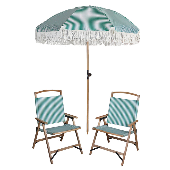 Ensemble chaise et parasol vert Playa