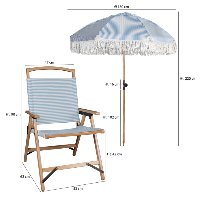 Ensemble chaise et parasol bleu Playa