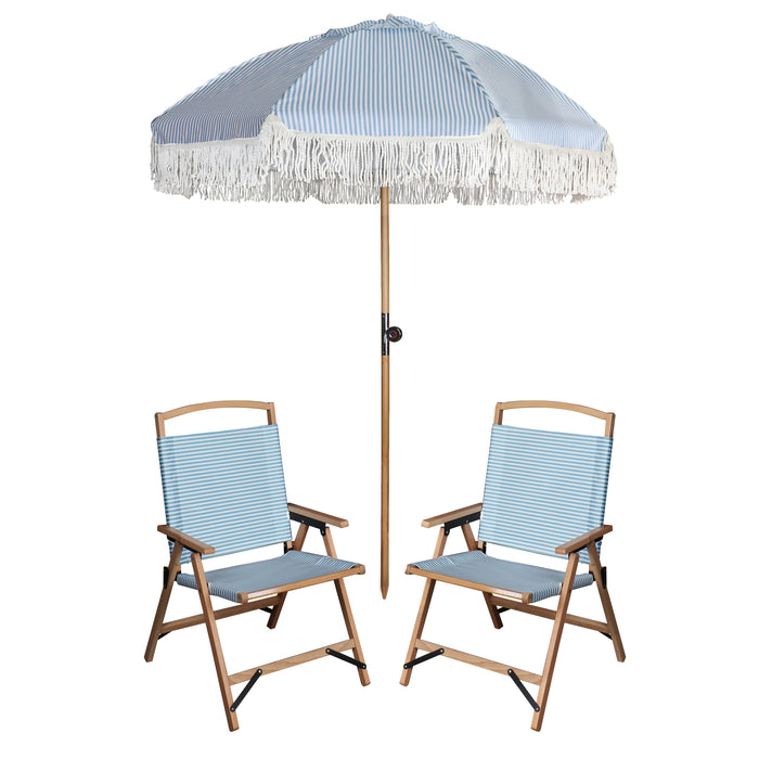 Ensemble chaise et parasol bleu Playa