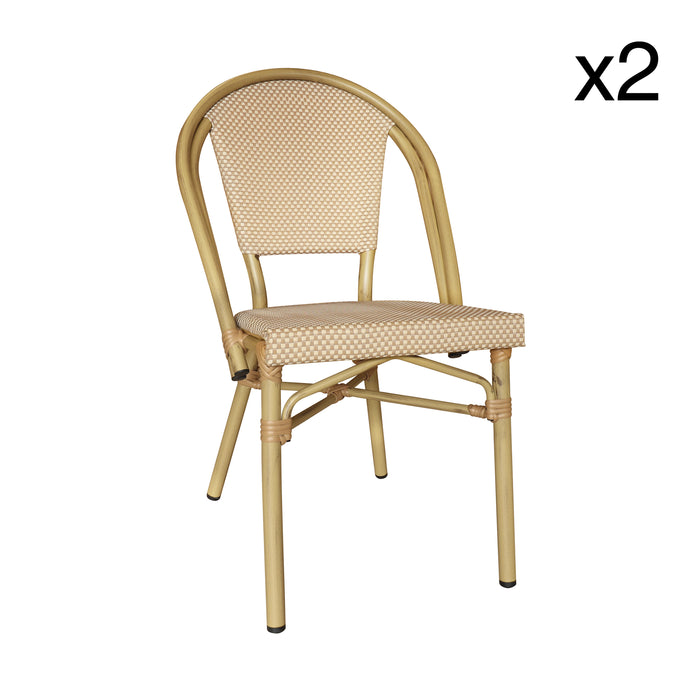 Lot de 2 chaises extérieur en textilène beige Amalfi