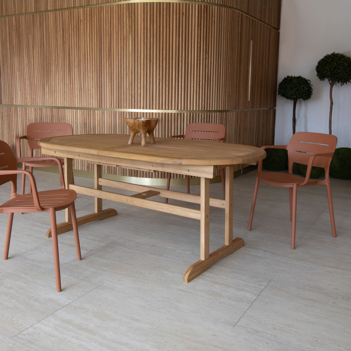 Ensemble table et 8 fauteuils de table terracotta Sumset